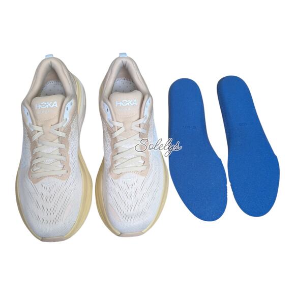 HOKA ONE ONE Bondi 8 Womens 10B Shifting Sand Eggnog Run Walking Comfort Sneaker - Picture 8 of 11